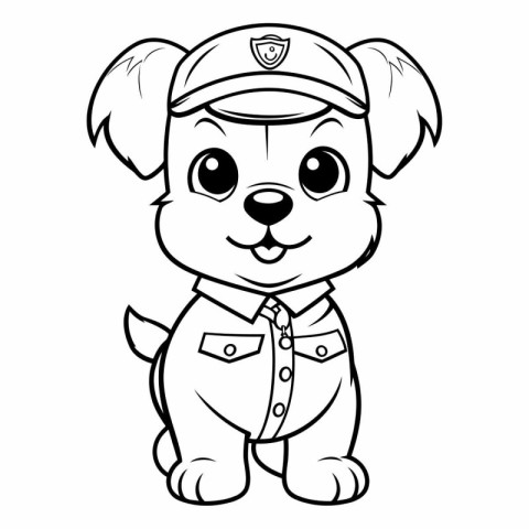 Black and White Cartoon Illustration of Cute Puppy Dog Coloring