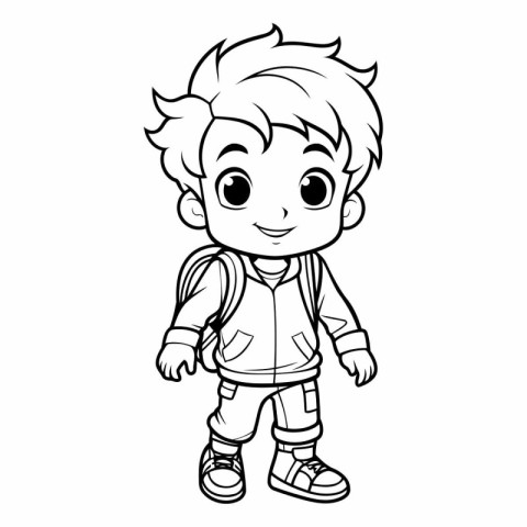 Coloring Page Outline Of a Boy Cartoon Character Vector Illustra