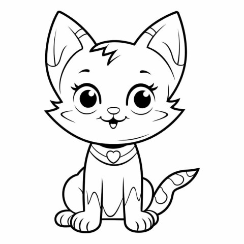 Cute Cartoon Cat - Coloring Book for Children - Vector Illustrat