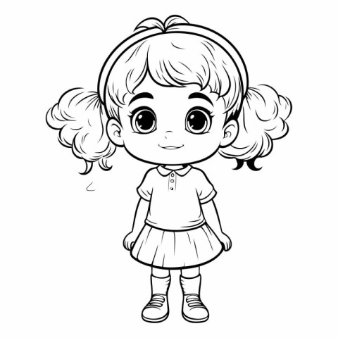 Cute Little Girl Cartoon Mascot Character Vector Illustration.