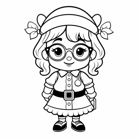 Coloring book for children: Cute girl in glasses.