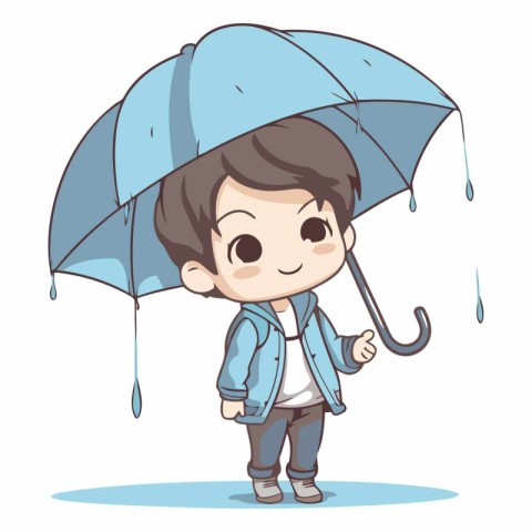 Cute boy with umbrella of a little boy with an umbrella.