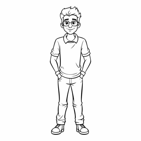 young man with glasses cartoon vector illustration graphic desig