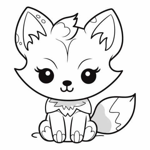 Cute fox. Coloring book for children.