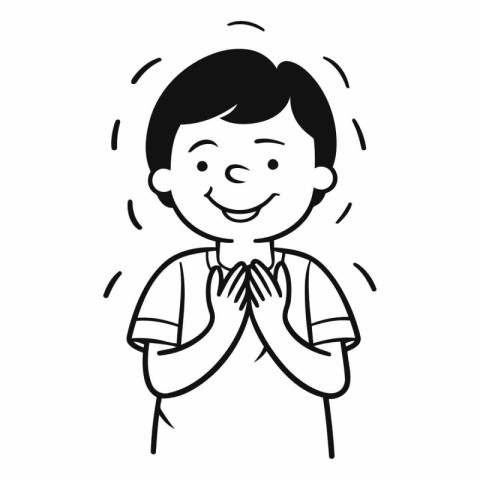 cute little boy with hands clasped in prayer vector illustration