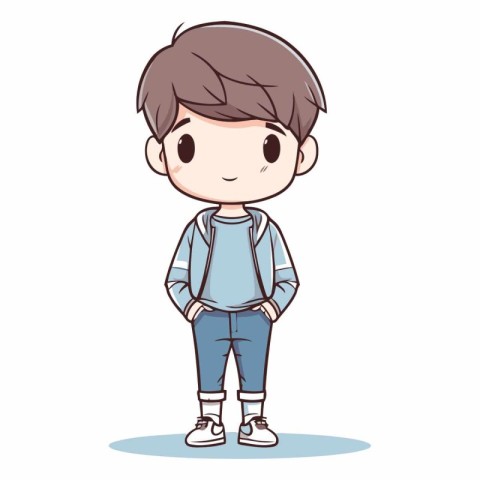 Cute little boy cartoon in casual clothes design.