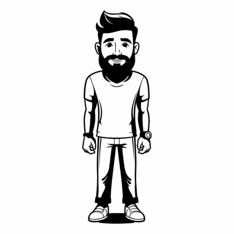 bearded man cartoon icon over white background. hipster style co