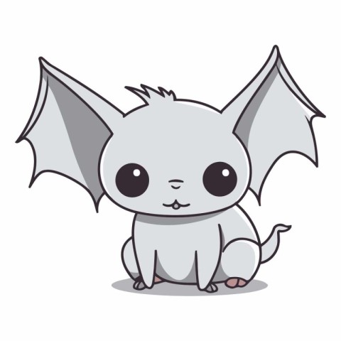 Cute cartoon bat isolated on a white background.