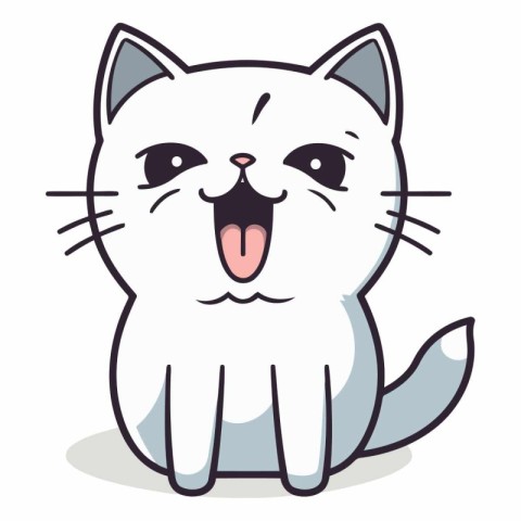 Cute cartoon cat isolated on a white background.