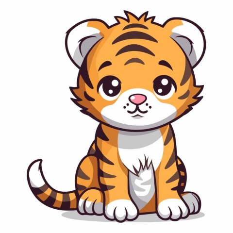 Cute little tiger isolated on a white background.