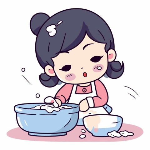 Illustration of a Cute Girl Washing Her Hands with Soap