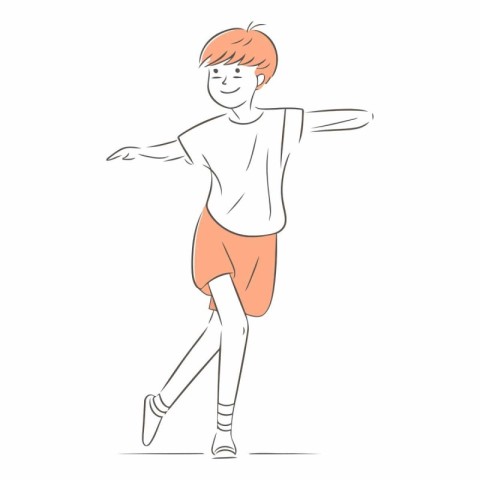 Young boy dancing ballet isolated on a white background.