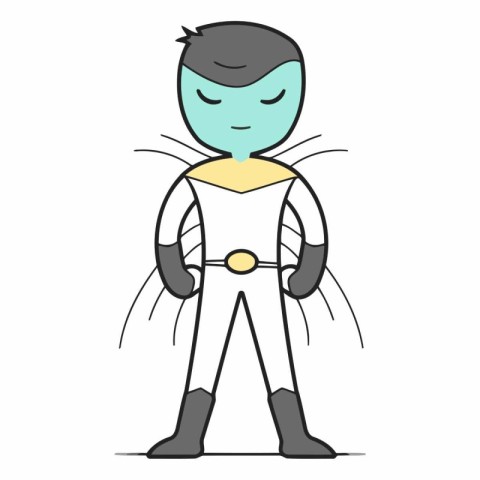 Cute little boy in costume of superhero. Vector cartoon illustra