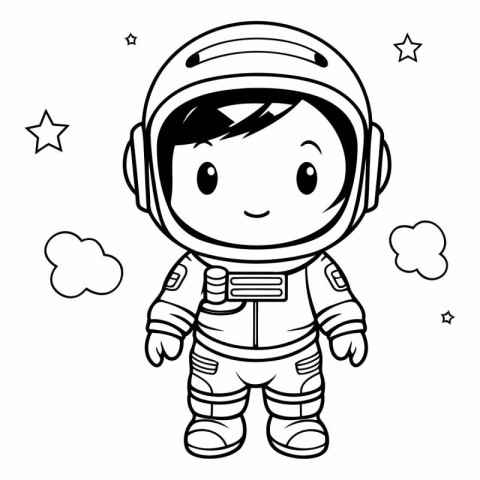 Coloring book for children: astronaut in space suit.