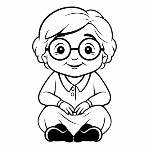 Cute cartoon boy with glasses for coloring book.