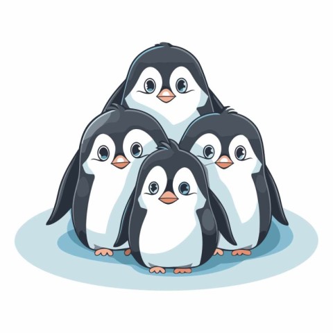 Penguin family. Cute cartoon penguins.