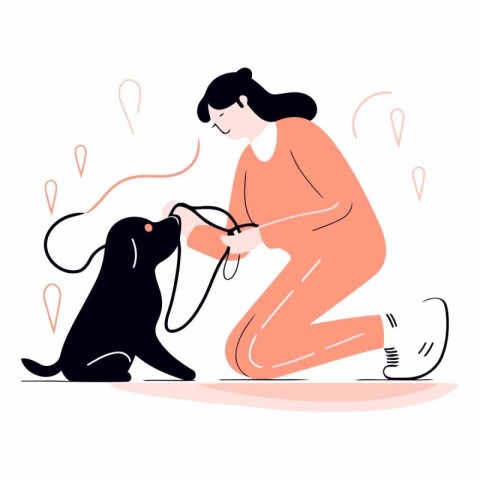 Vector illustration of a woman with a stethoscope and a dog.