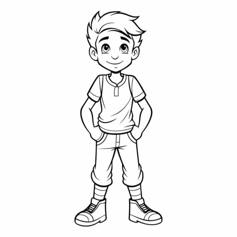 cute little boy standing with hands on hips vector illustration