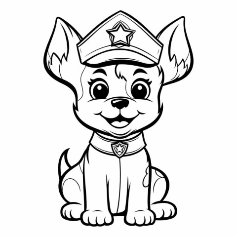 Cute Cartoon Puppy Police Dog - Coloring Book for Kids