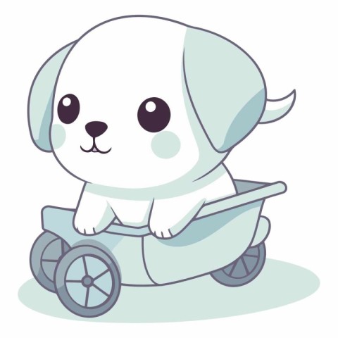 Illustration of a Cute Puppy in a Baby Carriage