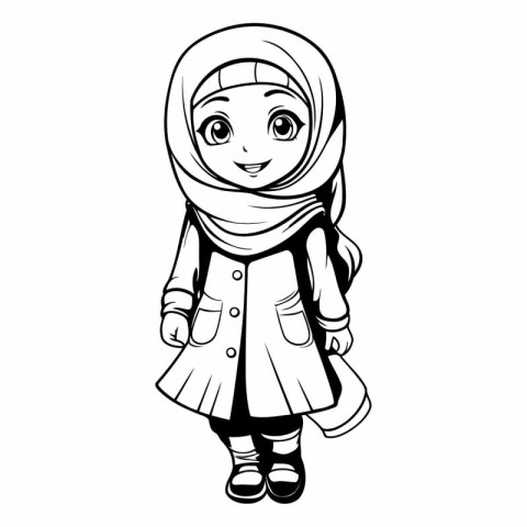 Arabic girl with hijab isolated on white background.