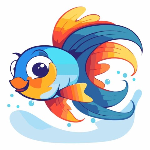 Cute cartoon fish on a white background in a flat style.