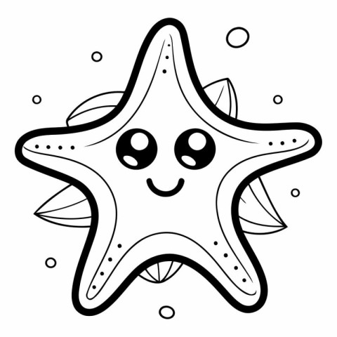 starfish kawaii cartoon vector illustration graphic design black