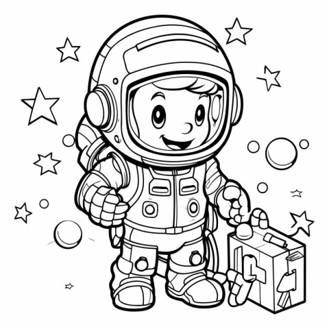 Coloring book for children: astronaut in space suit.