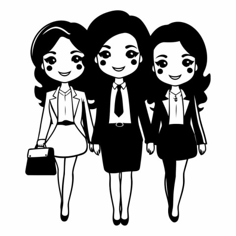 businesswomen with briefcase avatar cartoon character black and