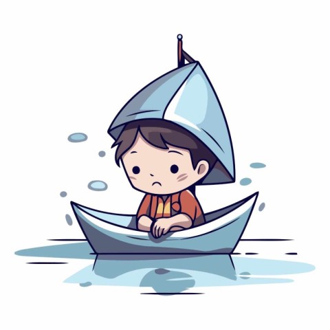 Illustration of a little boy in a boat.