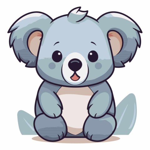 Koala bear sit on white background. Cute vector illustration.