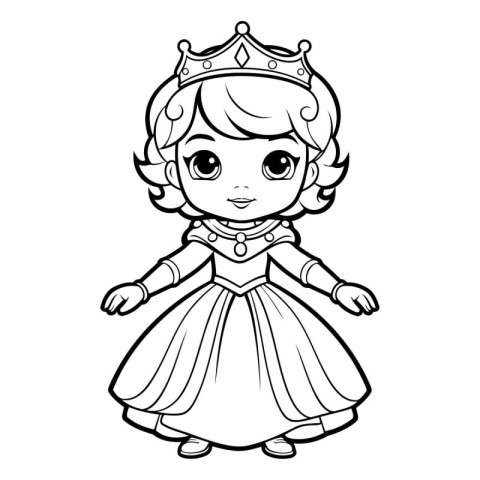 Cute little princess for coloring book or page.