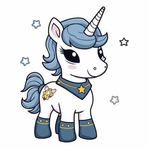 Cute cartoon unicorn isolated on a white background.