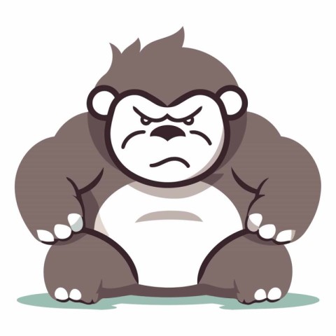 Angry gorilla cartoon vector illustration isolated on white back