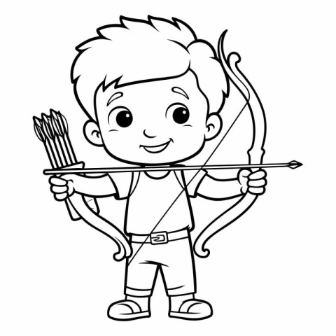 Coloring Page Outline Of Cute Boy Cupid Cartoon Character