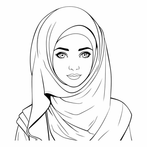 Arabic woman in hijab in black and white.