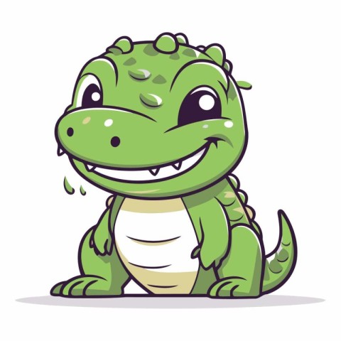 Cute crocodile cartoon character. Isolated on white background.