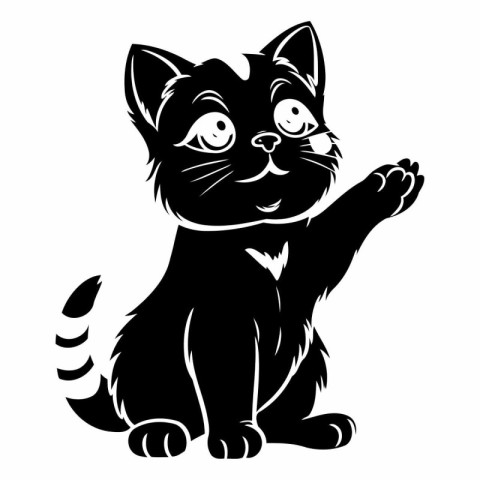 Vector image of a cat on a white background. Black silhouette.