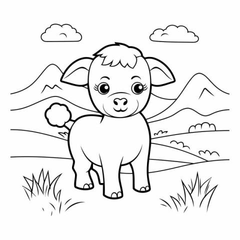 Coloring Page Outline Of a Cute Baby Pig Cartoon Character