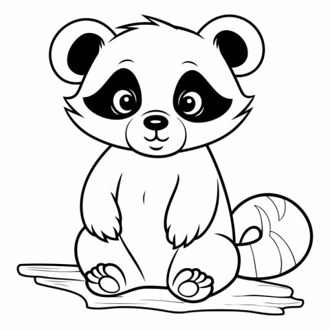 Coloring book for children: Cute raccoon (panda)