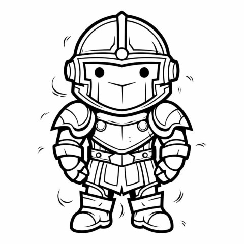 Black and White Cartoon Illustration of Knight Character for Col