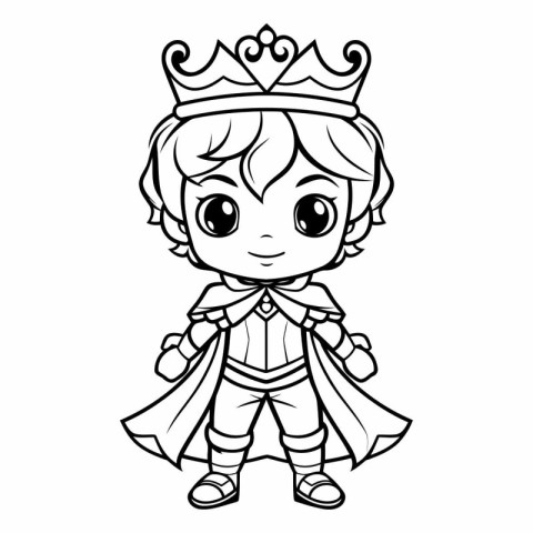 Cute little prince with crown. Coloring book for children.