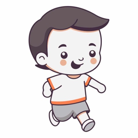 cute boy running cartoon vector illustration graphic design vect