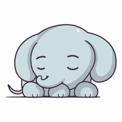 Cute cartoon elephant icon of a baby elephant.