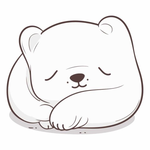 Illustration of a Cute Polar Bear Sleeping on a White Background