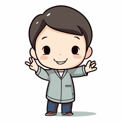 Cute Boy Wearing Warm Clothes Cartoon Character Vector Illustrat