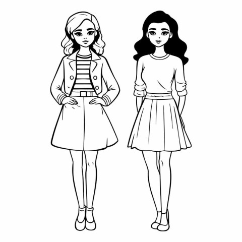 cute fashion girls cartoon vector illustration graphic design in