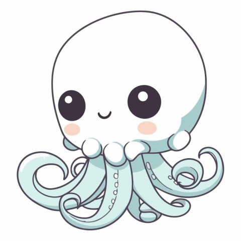 Cute octopus isolated on a white background.