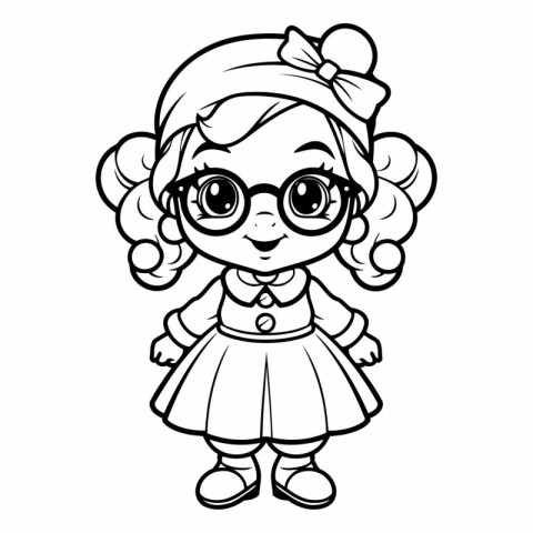 Coloring book for children: girl in glasses.