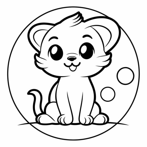 Black and White Cartoon Illustration of Cute Little Mouse Animal